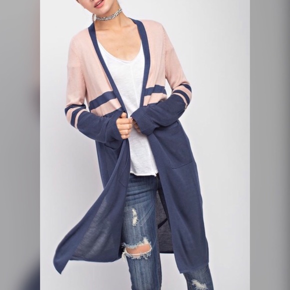 <LAST>Lightweight Colorblock Duster Cardigan - Picture 4 of 5